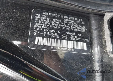 2021 Nissan Rogue Sport S Fwd Xtronic Cvt из США, поврежденный, VIN JN1BJ1AV4MW303505